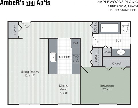 One bedroom apartment layout